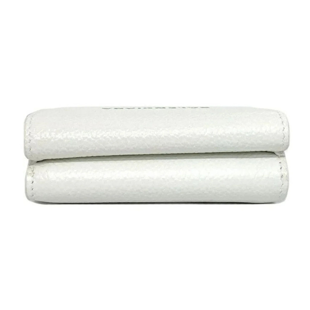 Balenciaga Everyday White Leather Logo Mini Trifold Wallet 593813