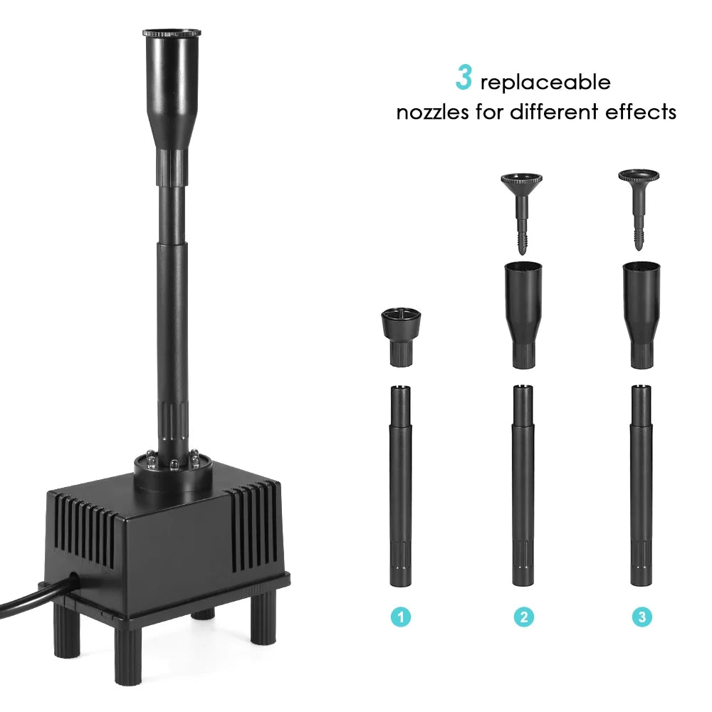 Lixada LED Light Submersible liquid Pump 10W for Fish Aquarium Bird Bath Garden Pond Fountain 600L/H AC