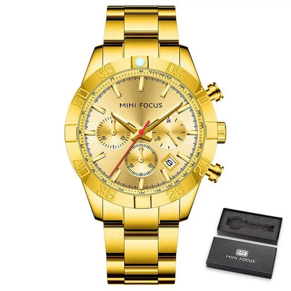 Men Watch Multifunction Sub-Dials Chronograph Luminous Hands Sport Waterproof Wristwatch Stainless Steel Strap Relogio Masculino