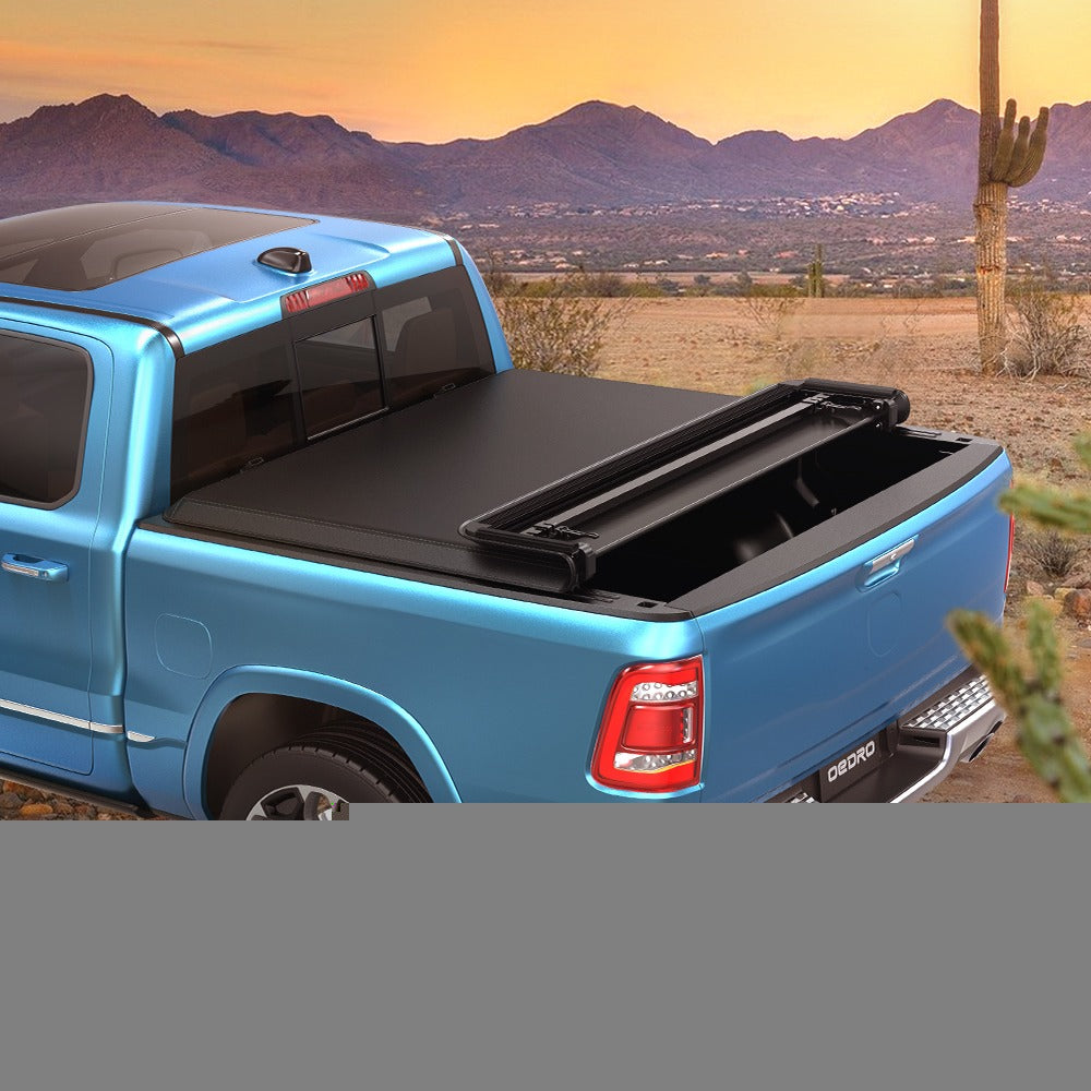 Ledkingdomus 5.6ft Soft Quad Fold Tonneau shield Four Fold Truck Bed Covers for 2009-2023 Dodge Ram 1500