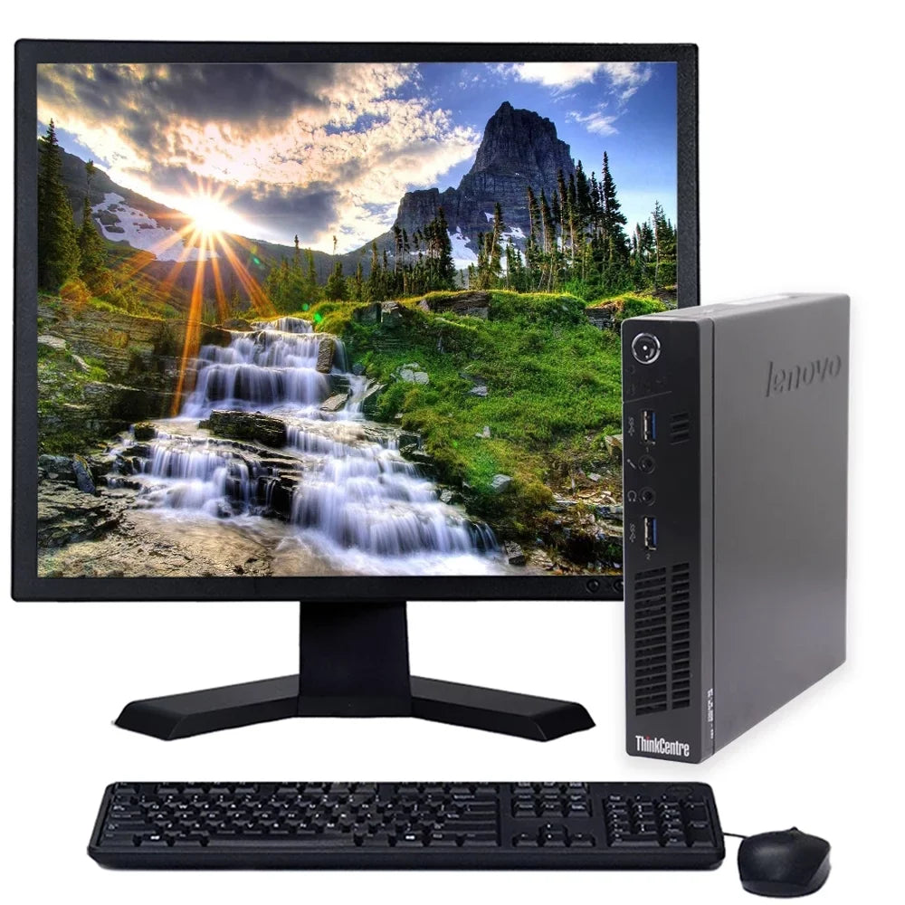 ThinkCentre M73 Micro Desktop Computer  Core i5 2.9GHz 8GB RAM 1TB HDD Keyboard and Mouse Wi-Fi 19" LCD Monitor Windows 10 PC