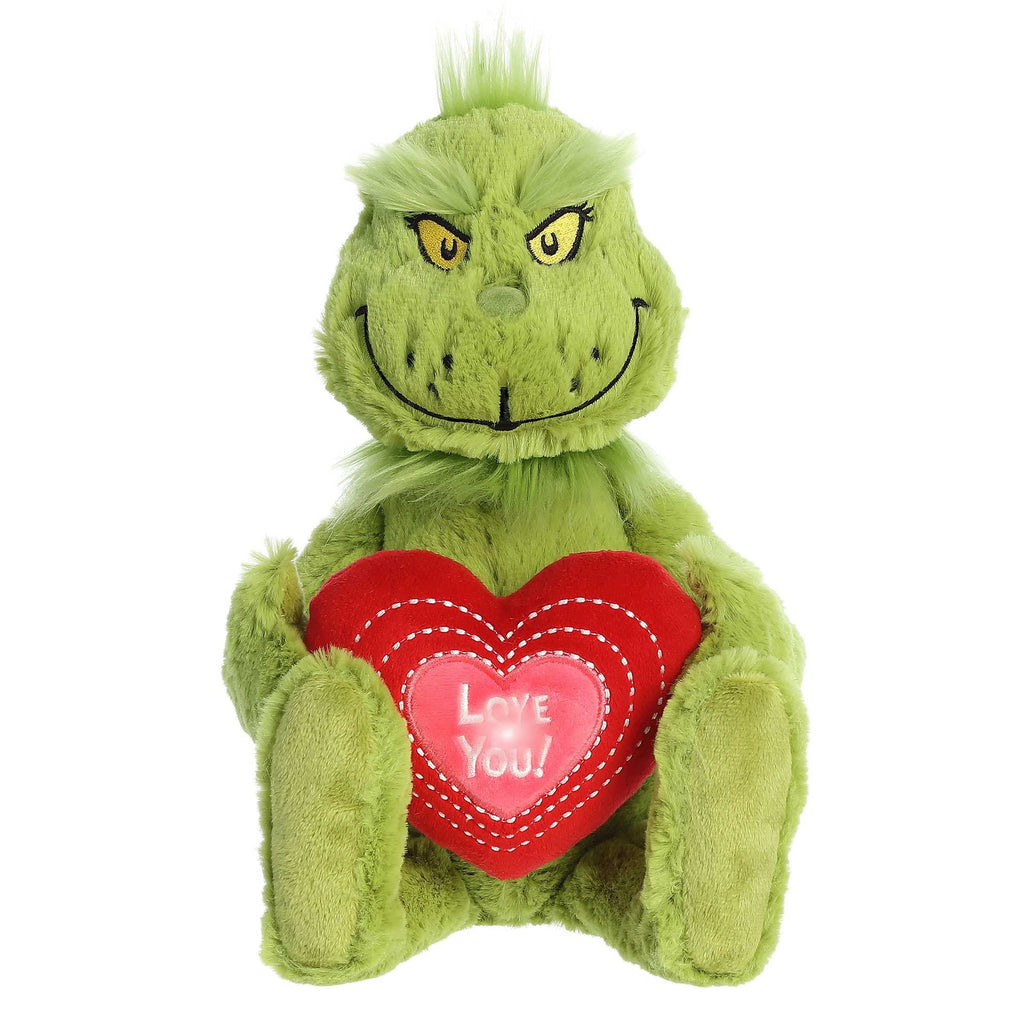 Seuss - 15" "Love You" Light-Up Grinch - Whimsical Stuffed Doll. Aurora - Large Green Dr