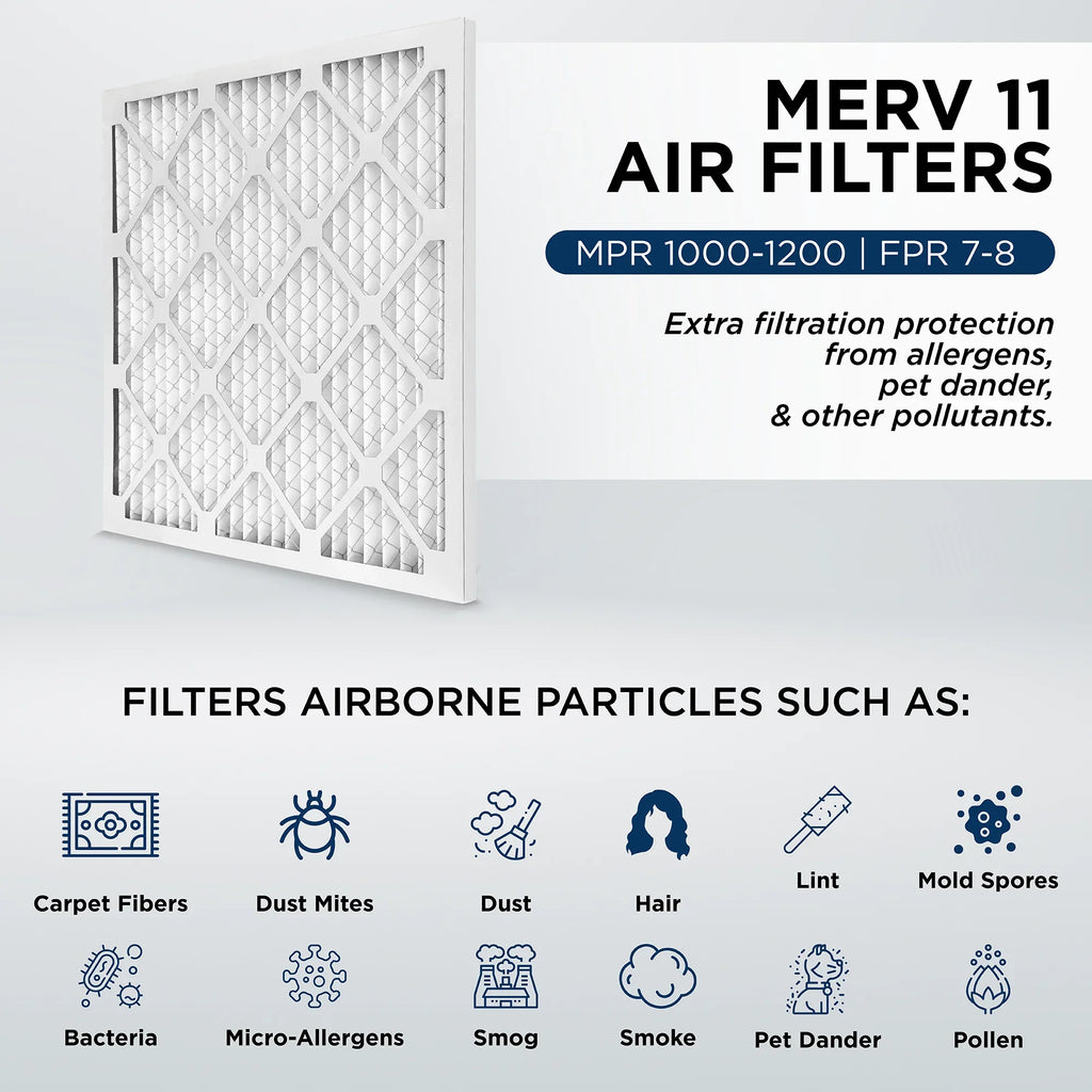 Actual Size: 17-3/8 x 23-3/8 x 1-3/4. Case of 12. 18x24x2 MERV 11, MPR 1000 Pleated AC Furnace 2" Air Filters by Pamlico