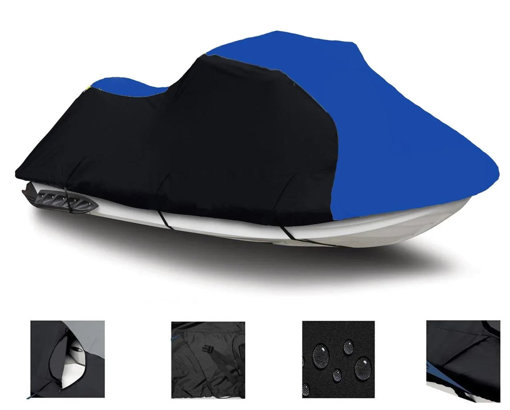 BLACK / BLUE HEAVY-DUTY, 600 DENIER protector appropriate for Kawasaki STX 750 / 900 1994 1995 1996 1997 1998 Jet Ski Trailerable protector