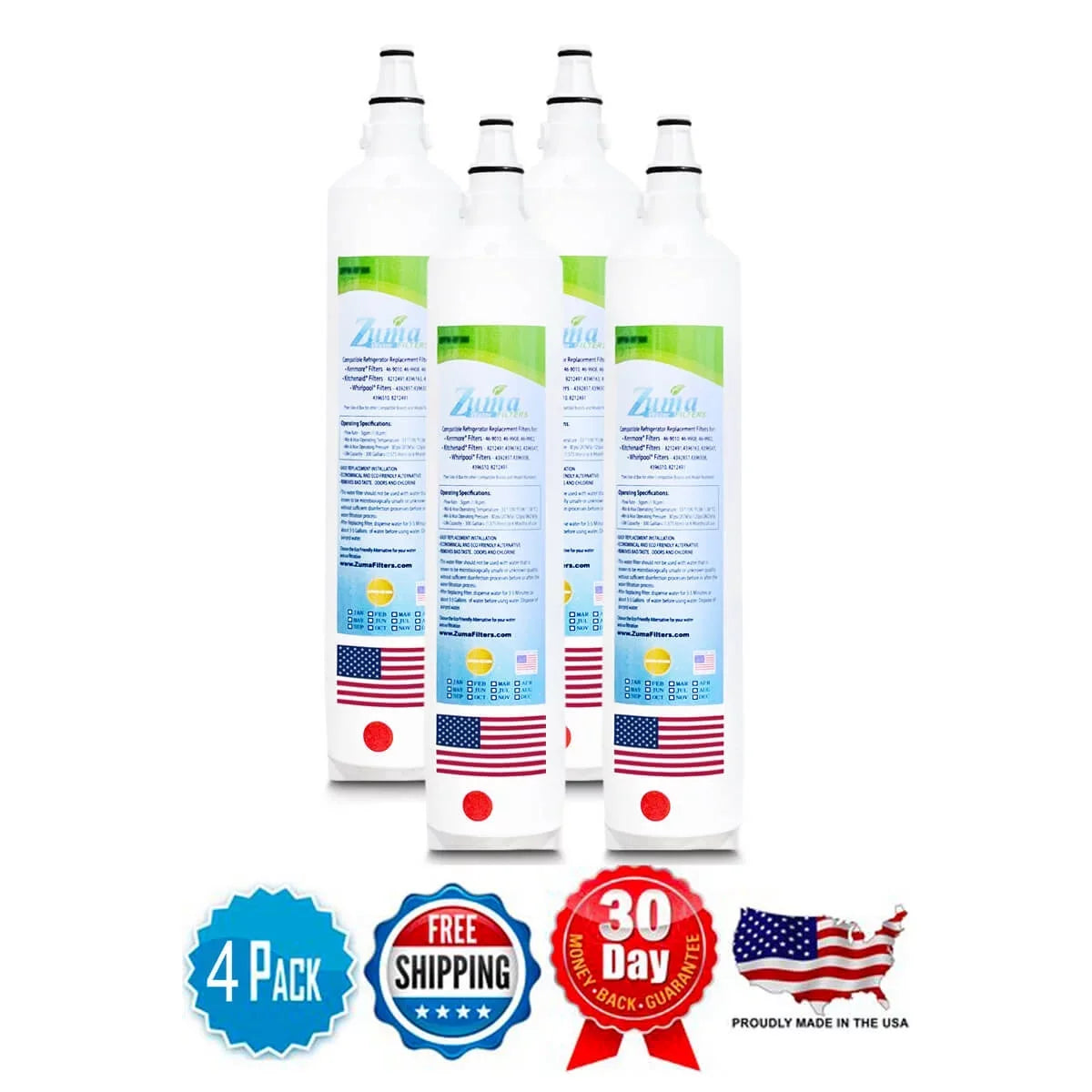 ZUMA Brand , moisture Filters , Model # ZWFZ1-RF750 , matching with Subzero® IT30RIDRH - 4 Pack - Made in U.S.A.