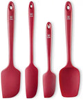 Di Oro Seamless Series 4-Piece Silicone Spatula Set - 600Â°F Heat-protected Pro-Grade Rubber Spatulas - Spoonula, Large Spatula, Small/Mini Spatula, and Jar Spatula - Kitchen Utensil Set (Red)