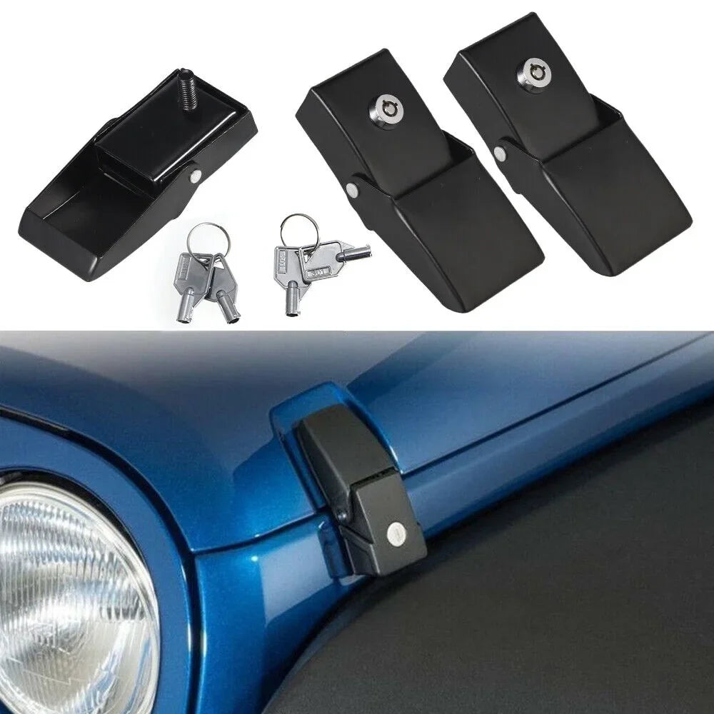 Jahy2Tech Locking Hood Latch Pins Kit for Jeep Wrangler JK JKU - Strong & Stylish - Easy Installation - High-superior Materials