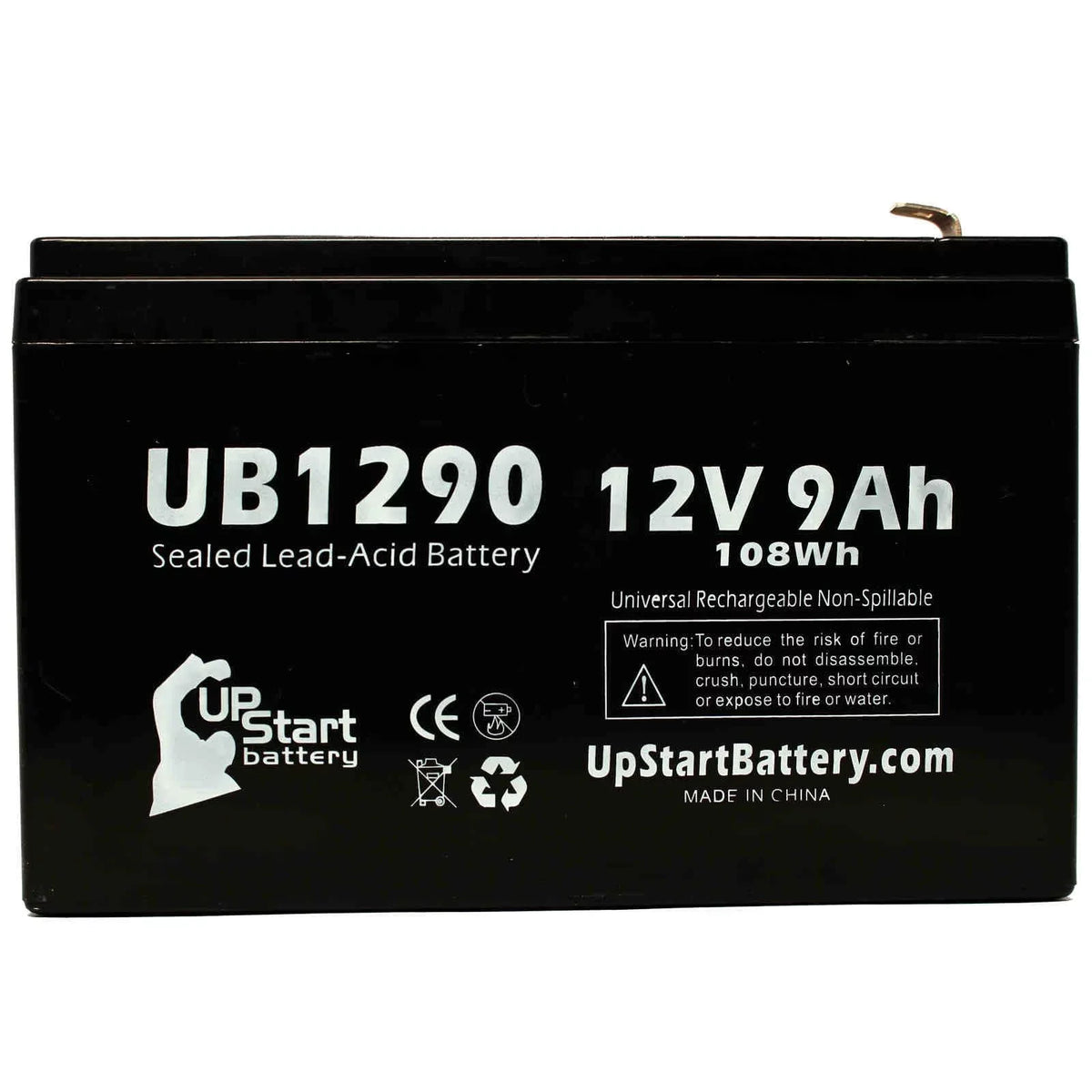 3x Pack - suitable Amigo Mobility TravelMate Battery - Replacement UB1290 Universal Sealed Lead Acid Battery (12V, 9Ah, 9000mAh, F1 Terminal, AGM, SLA) - Includes 6 F1 to F2 Terminal Adapters