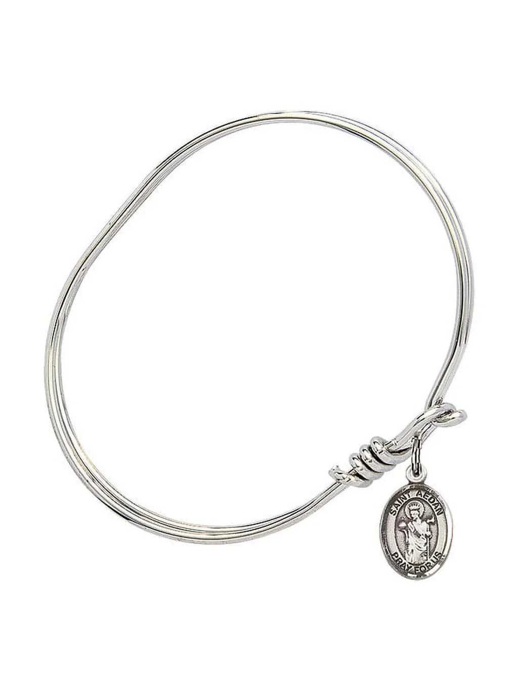 Aedan of Ferns in Sterling Silver. 5 3/4 inch Oval Eye Hook Bangle Bracelet w/ St