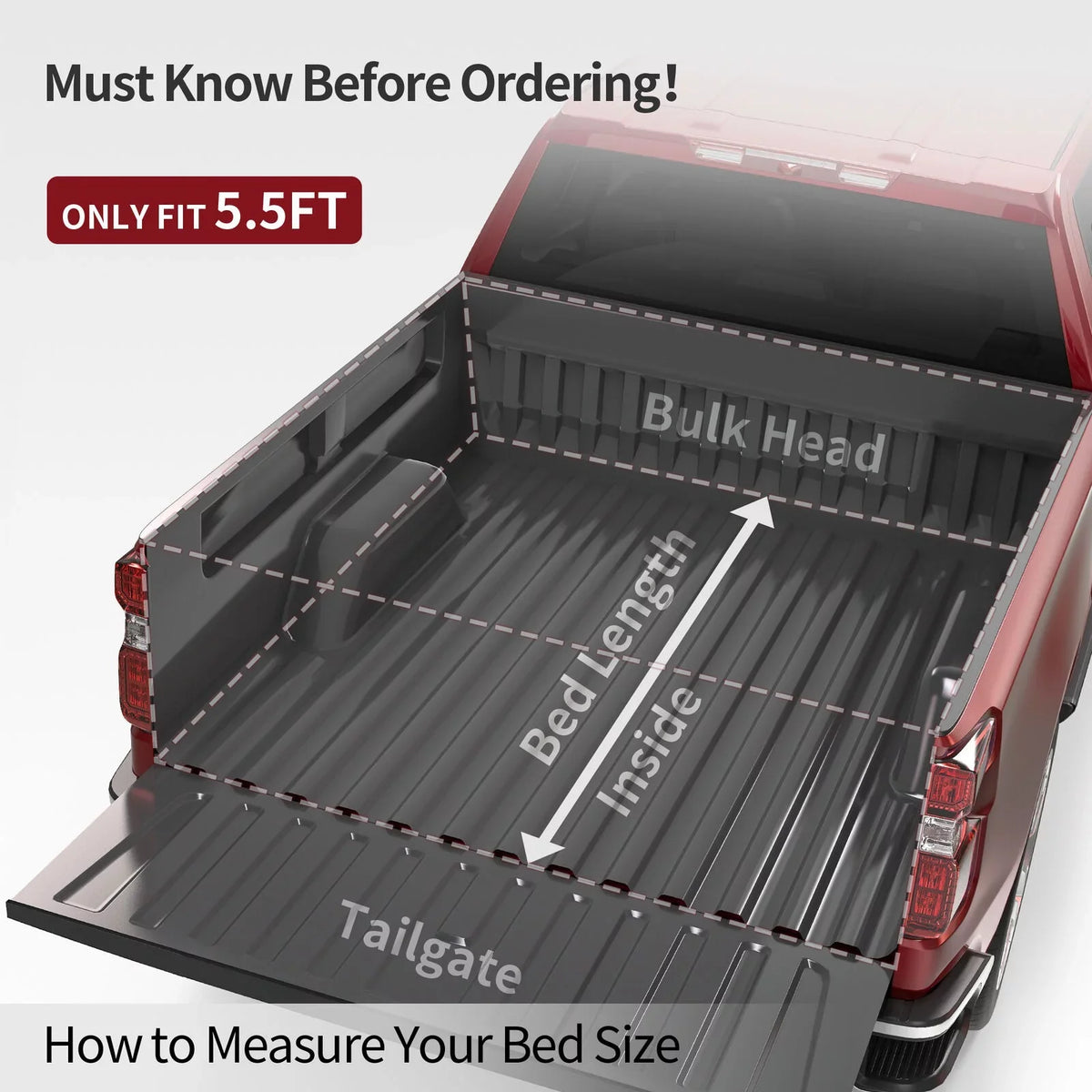 Ledkingdomus 5.5ft Soft 4 Fold Truck Bed Tonneau protector for 14-21  Tundra w/ Deck Rail System