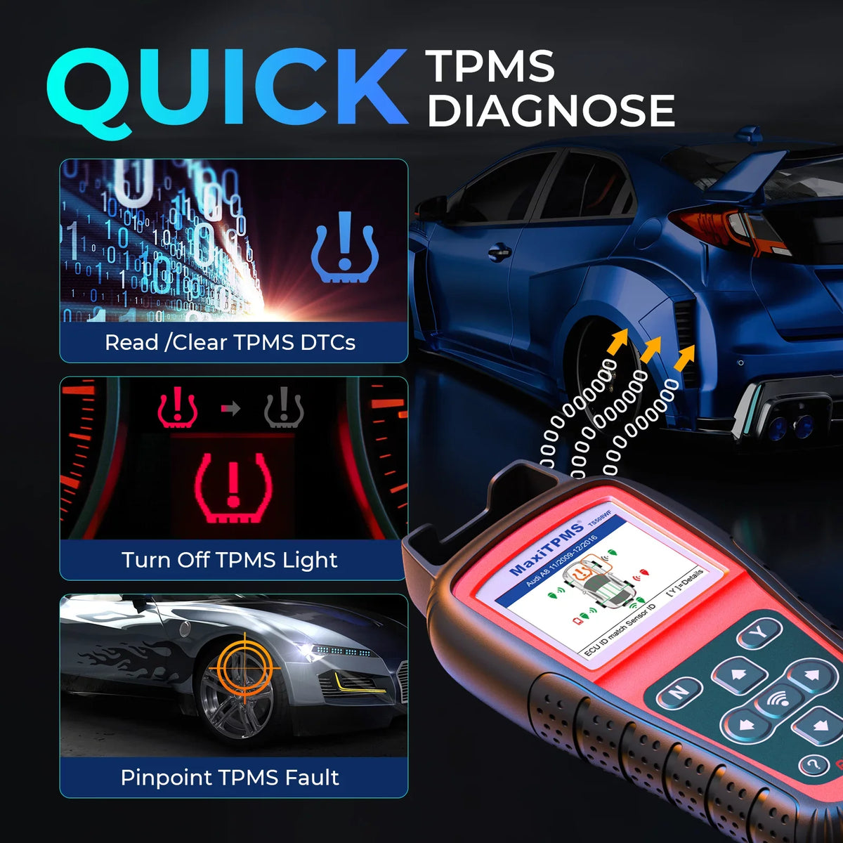 Autel MaxiTPMS TS508WF TPMS Programming Tool Relearn/Activate All Sensors, TPMS Scan Tool Read/Clear DTCs, TPMS Reset Upgraded of TS508 TS408