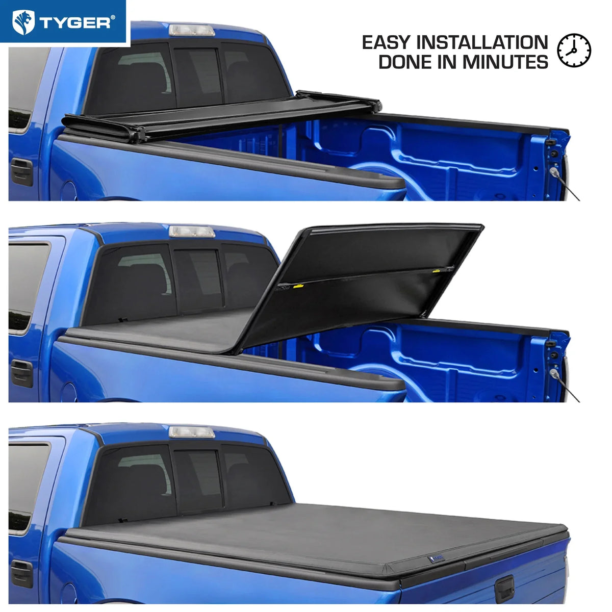 Tyger Auto T3 Soft Tri-fold Truck Bed Tonneau wrap appropriate with 2019-2023  Ranger | 6' Bed | TG-BC3F1067 | Vinyl