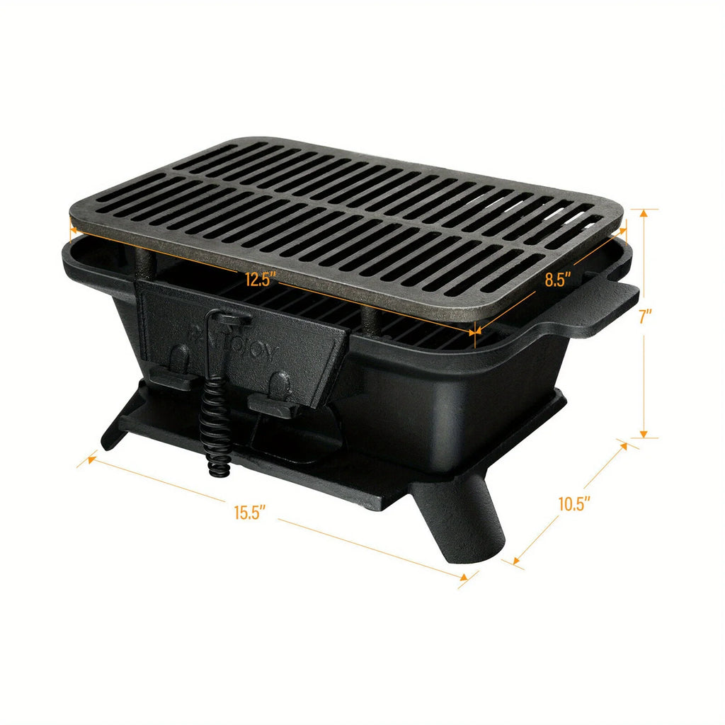 Heavy Duty Cast Iron Charcoal Grill Tabletop BBQ Grill Stove for Camping Picnic