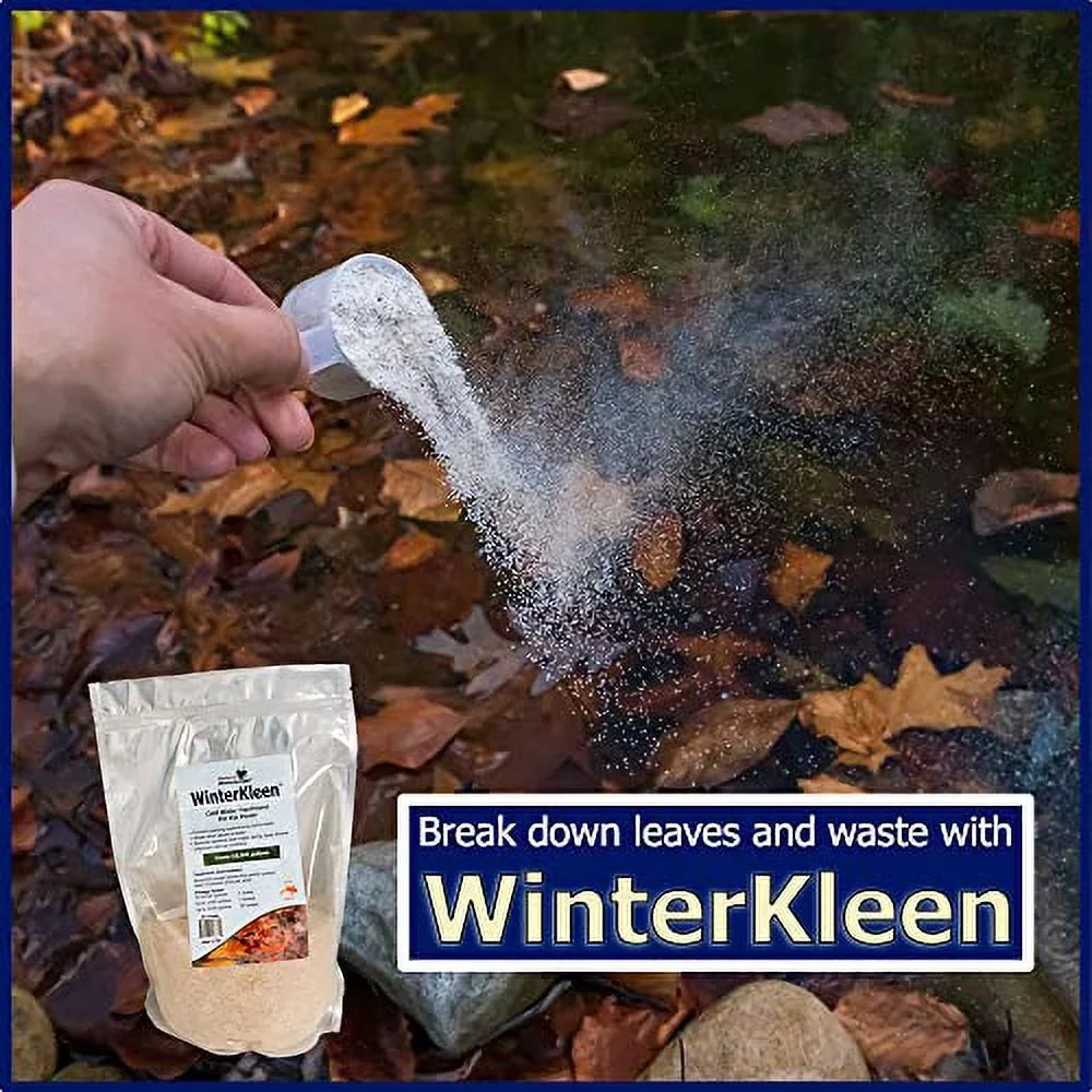 WinterKleen Fall & Winter Bacteria for Ponds | Koi Pond Winterizer, Leaf Digester, Natural Cleaner - Powerful Concentrated Enzymes and Microbes Clean Pond liquid