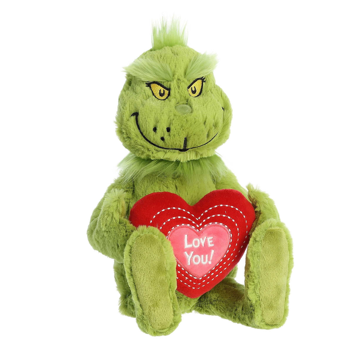 Seuss - 15" "Love You" Light-Up Grinch - Whimsical Stuffed Doll. Aurora - Large Green Dr