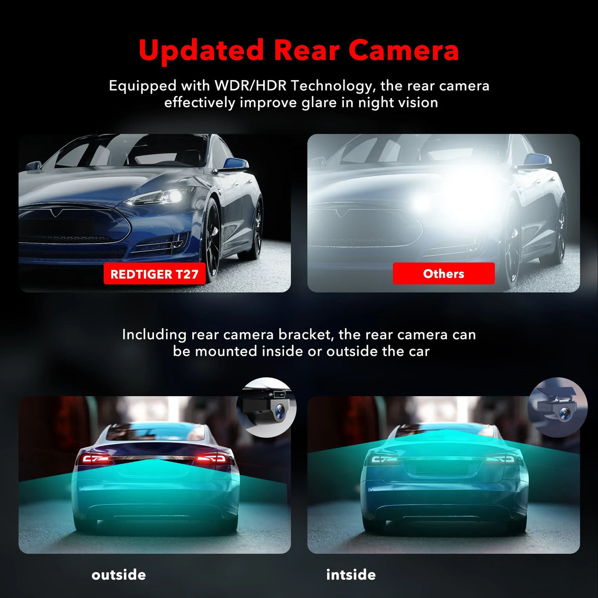 REDTIGER Rearview Mirror Dash Cam,  11" UHD Full Touch Screen Rear View Mirror Dash Camera for Cars, 4K Front and 2.5K Rear Dash Camera with Night Vision GPS , Free 32GB Card