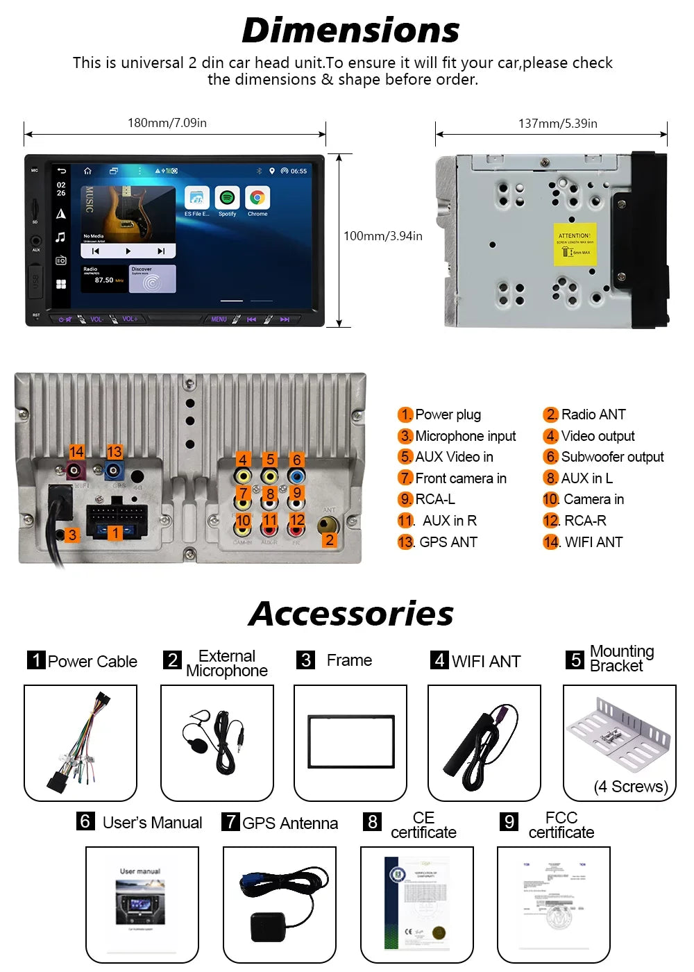 Android 11 Car Stereo with Wireless  Carplay Double Din Android Auto Car Radio 7 Inch IPS G+G Touch Screen Bluetooth WiFi GPS Navigation Mirrorlink DSP Octa Core Backup Camera