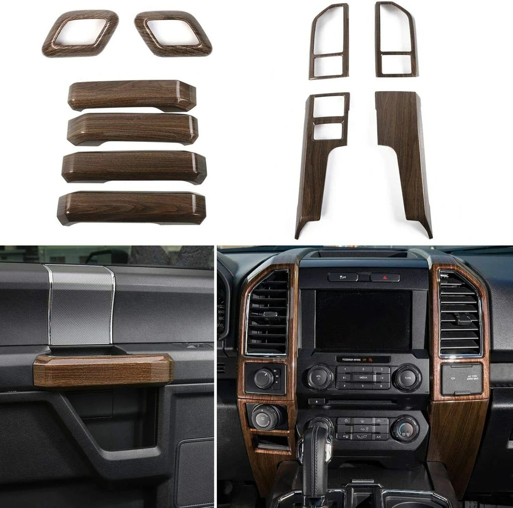Teledu F150 + Wood Grain Interior Center Console Decoration Trim protector Kit