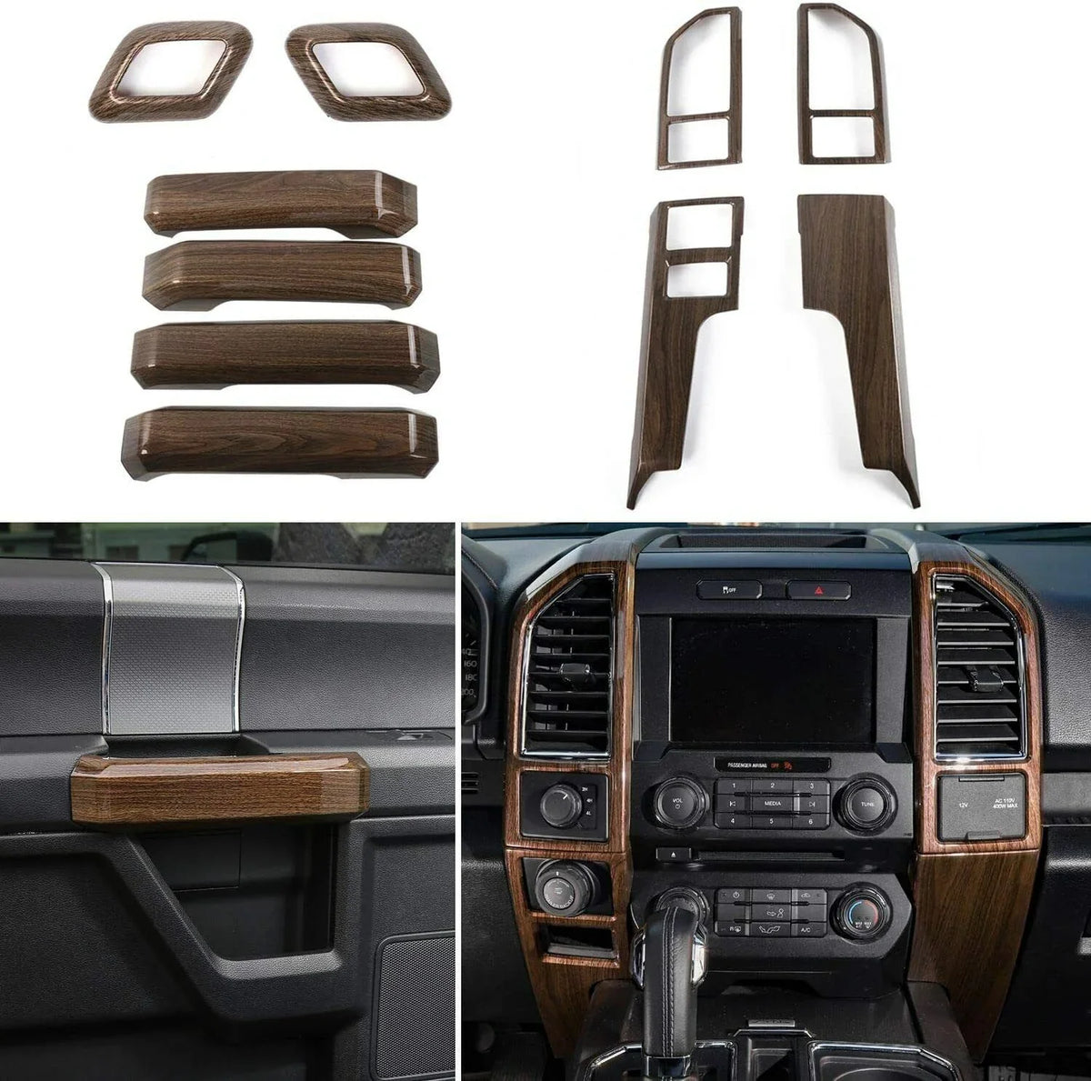 Teledu F150 + Wood Grain Interior Center Console Decoration Trim protector Kit