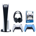 Playstation 5 Disc Version Console with Extra Blue Controller, Black PULSE 3D Headset and Surge FPS Grip Kit With Precision Aiming Rings Bundle