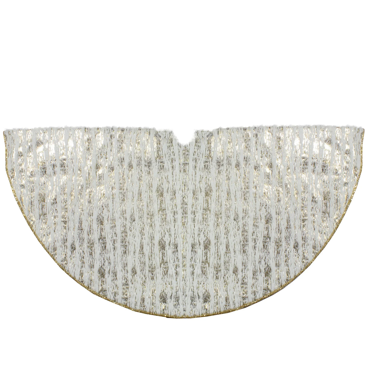 Northlight 48" Cream and Gold Wood Grain Pattern and Faux Fur Christmas Tree Skirt