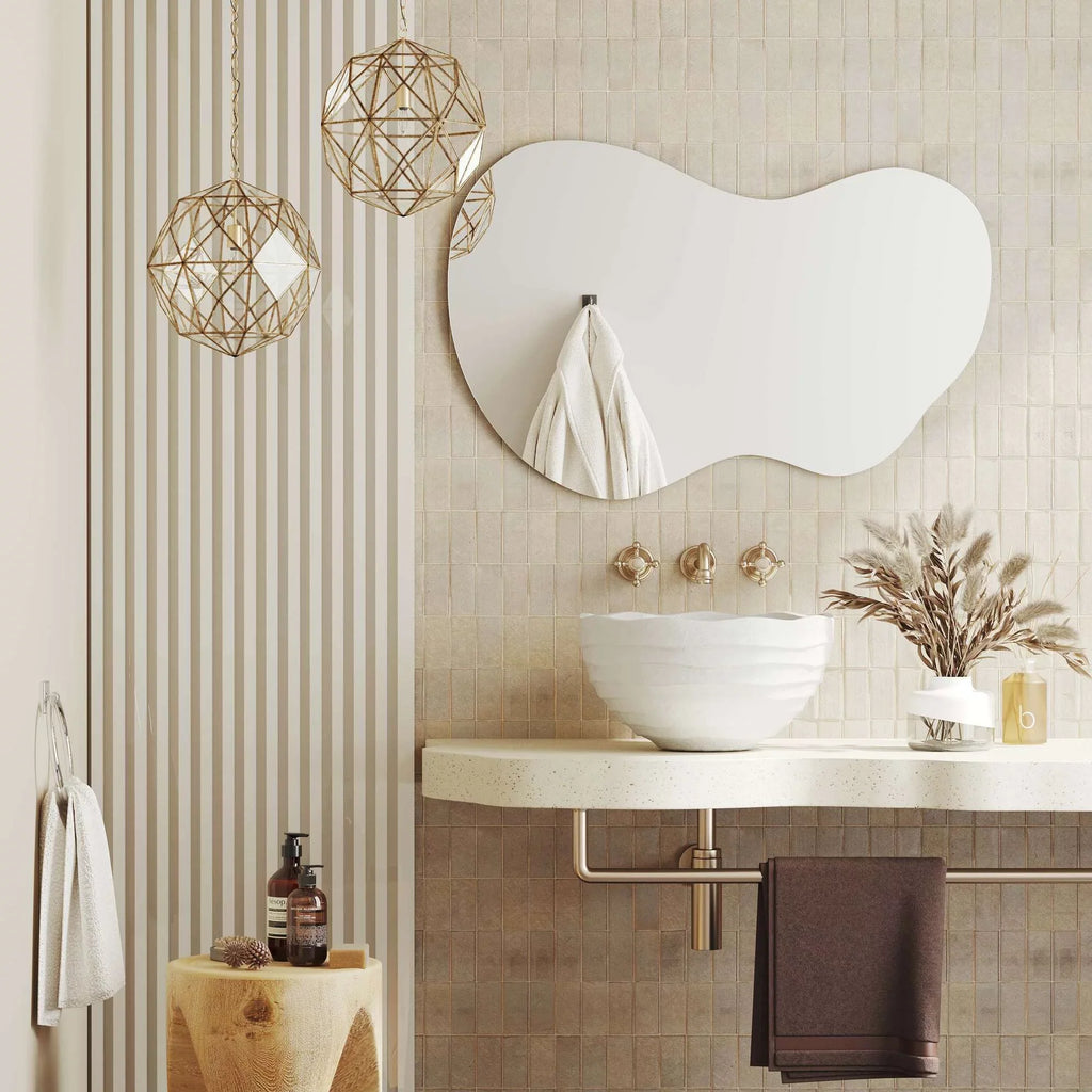 24" x 36" Asymmetrical Irregular Wall Mirror - Hotel premium Craftsmanship with Abstract Frameless Shape - HD Clarity Reflection - Mount from Multiple Directions by Barnyard Designs
