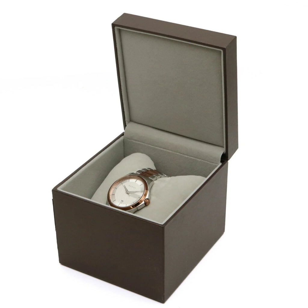 Pre-Owned GUCCI G Timeless Collection Date SS PGPVD Silver Dial Men's Quartz Watch YA126447 126.4 (Good)