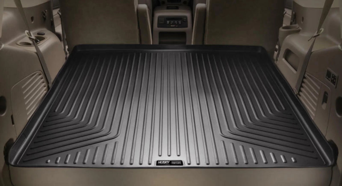 Husky by RealTruck Weatherbeater Series Cargo Liner behind 3rd Row Black matching with 21 Chevrolet Suburban/GMC Yukon XL appropriate with select: 2021-2023 Cadillac Escalade