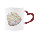 Yellow Scallop Marine Life Illustration Heat Sensitive Mug Red Color Changing Stoneware Cup