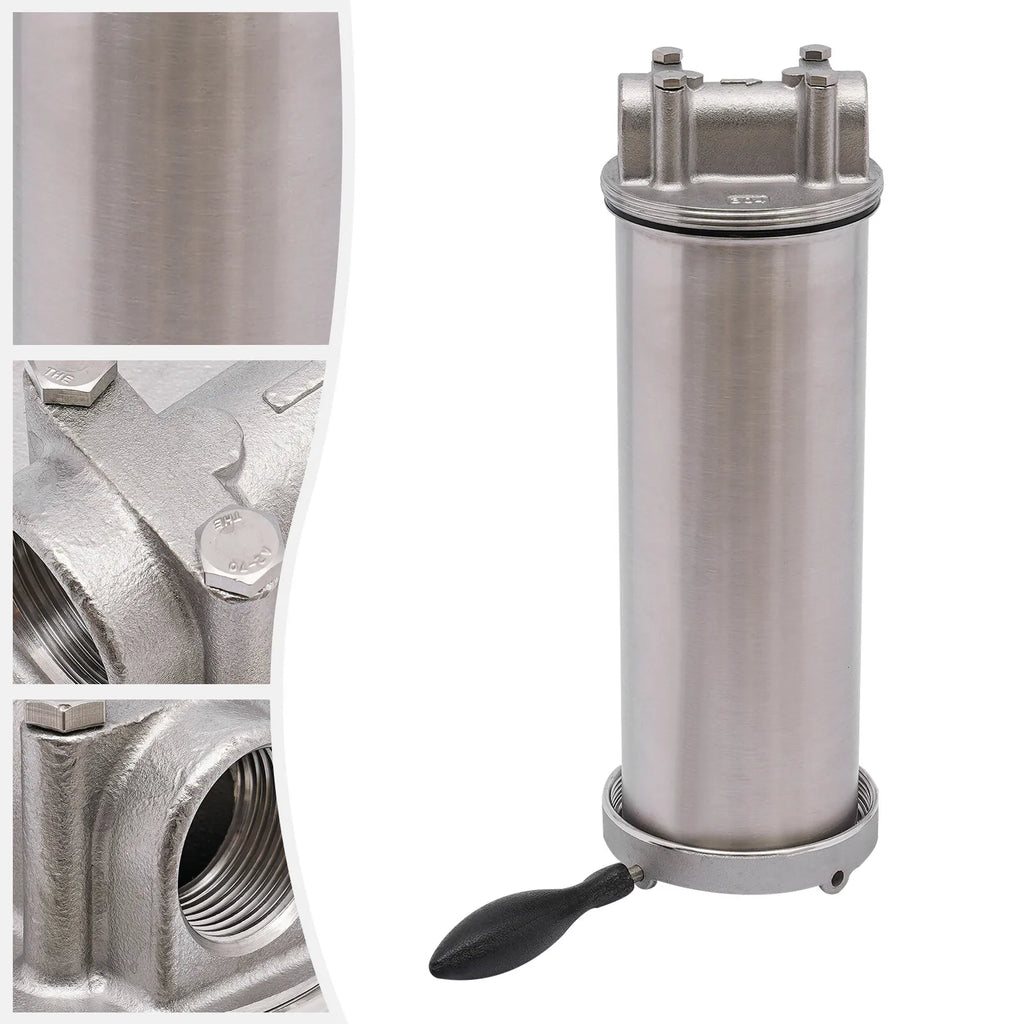 Stainless Steel aqua Filter Housing 10" Cartridges 3/4" R thread inlet & outlet