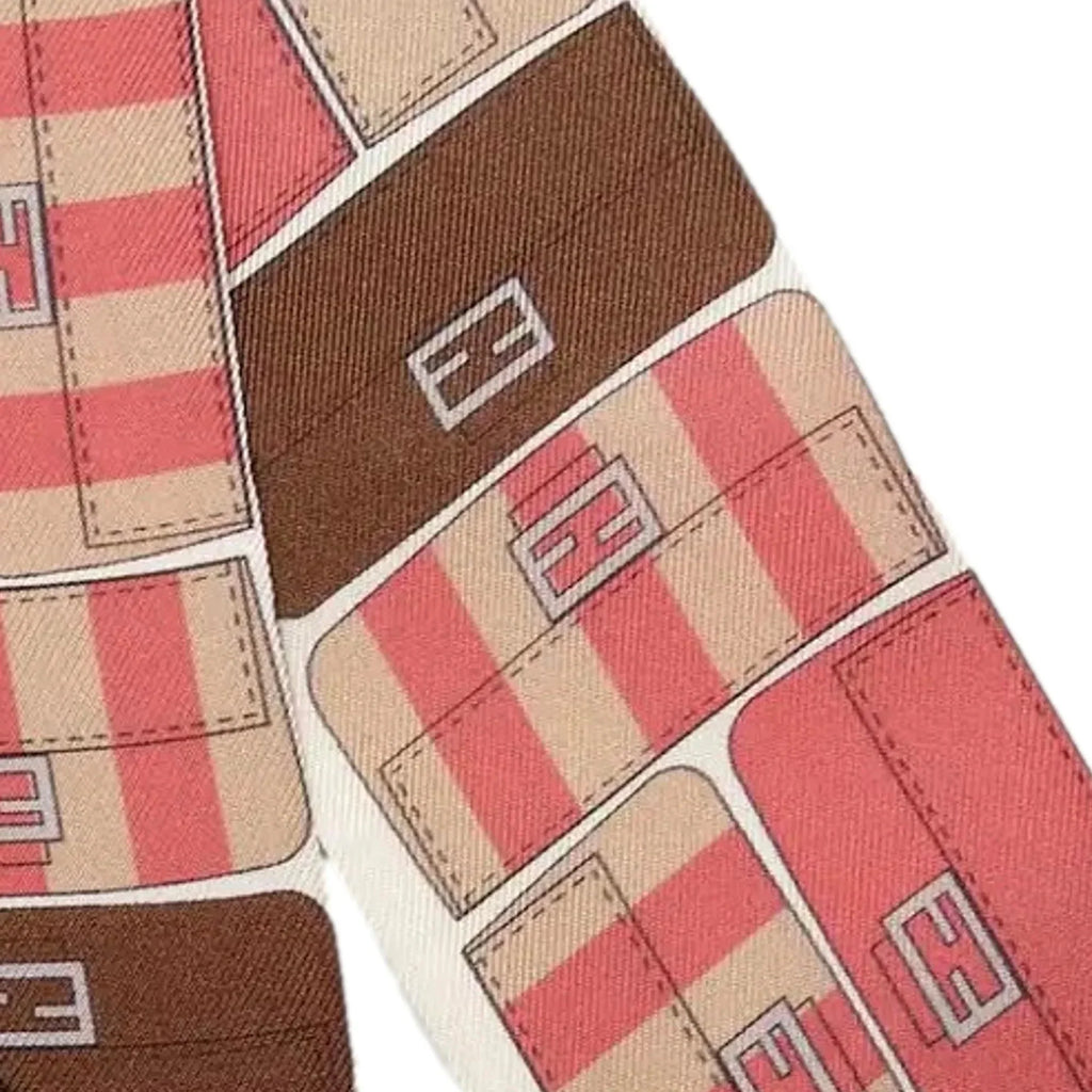 Fendi Baguette Print Wrappy Scarf Silk Foulard Pink Dalia Multicolor