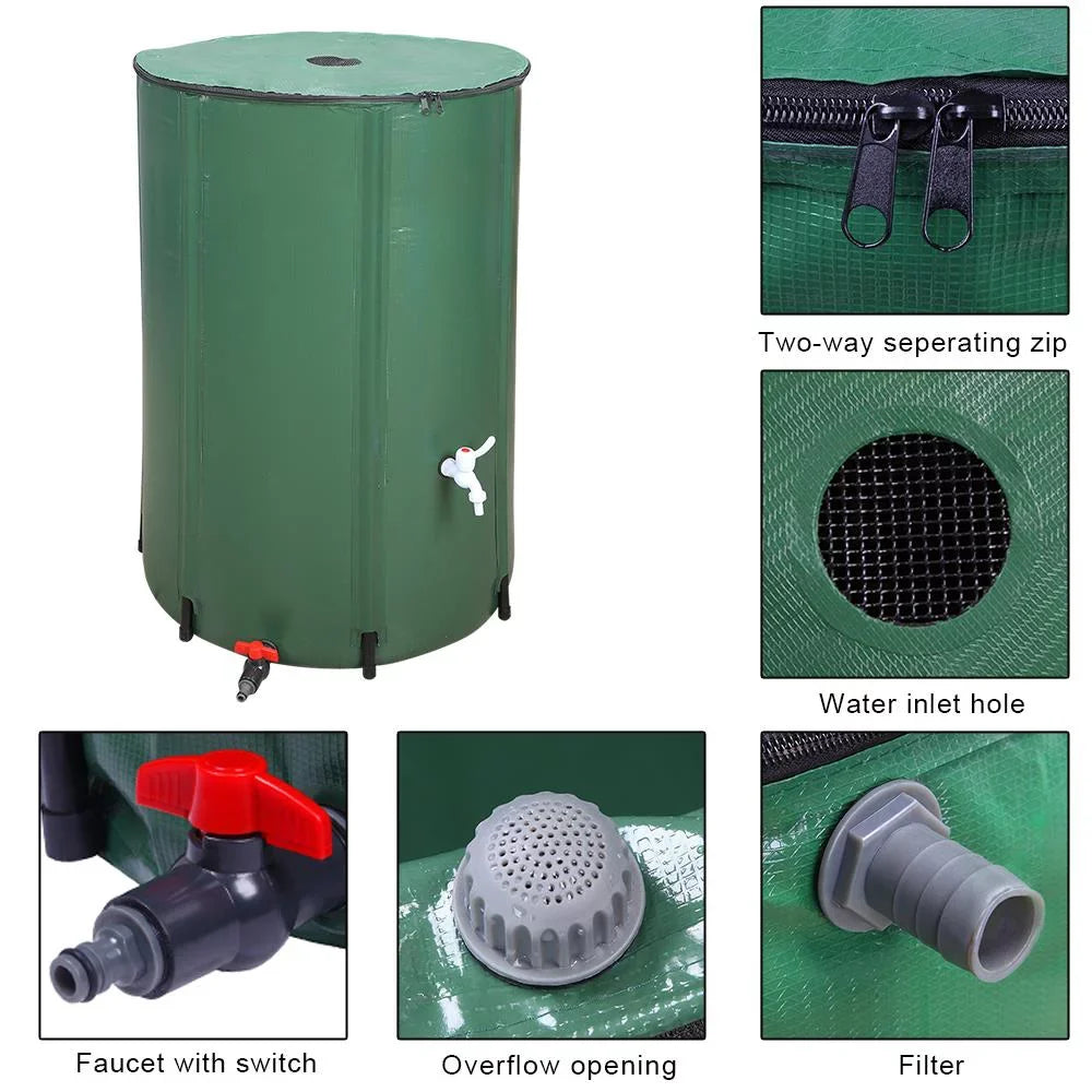 Winado Portable 100 Gallon Rain Barrel Patio aqua Storage Barrel Green