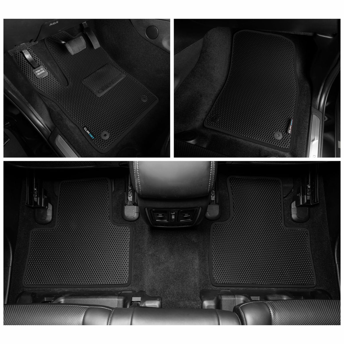 CLIM ART Watertrap Custom Fit Floor Mats suitable for Jeep Grand Cherokee 2016-2021, 1st & 2nd Row, Car Mats Floor Liner, All-atmospheric conditions, Car Accessories for Man & Woman, Black/Black - FL011318032