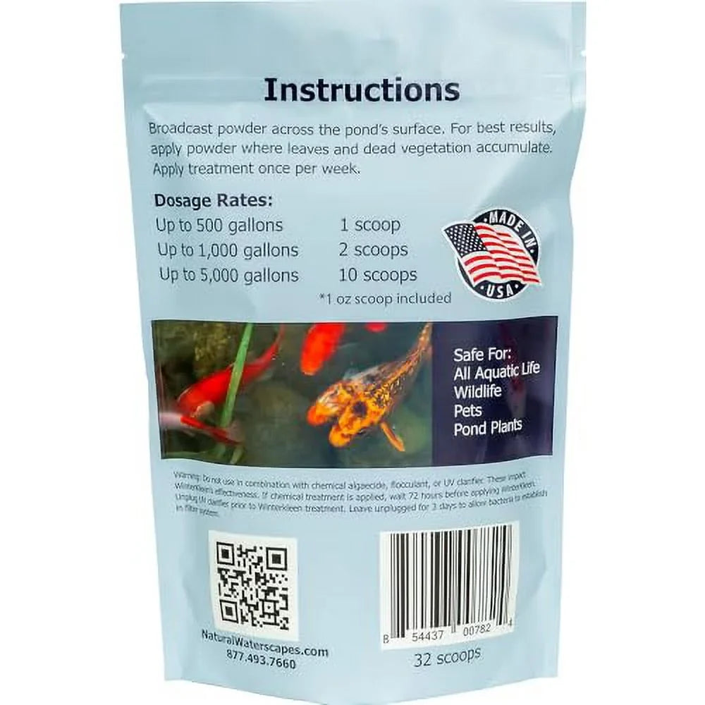 WinterKleen Fall & Winter Bacteria for Ponds | Koi Pond Winterizer, Leaf Digester, Natural Cleaner - Powerful Concentrated Enzymes and Microbes Clean Pond liquid