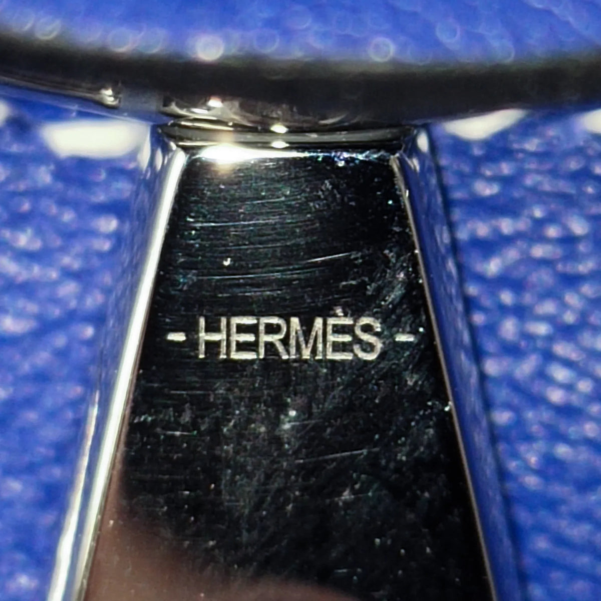 Pre-Owned Authenticated Hermès Cheri Bridado Backpack Calf Leather Blue Unisex (Like New)