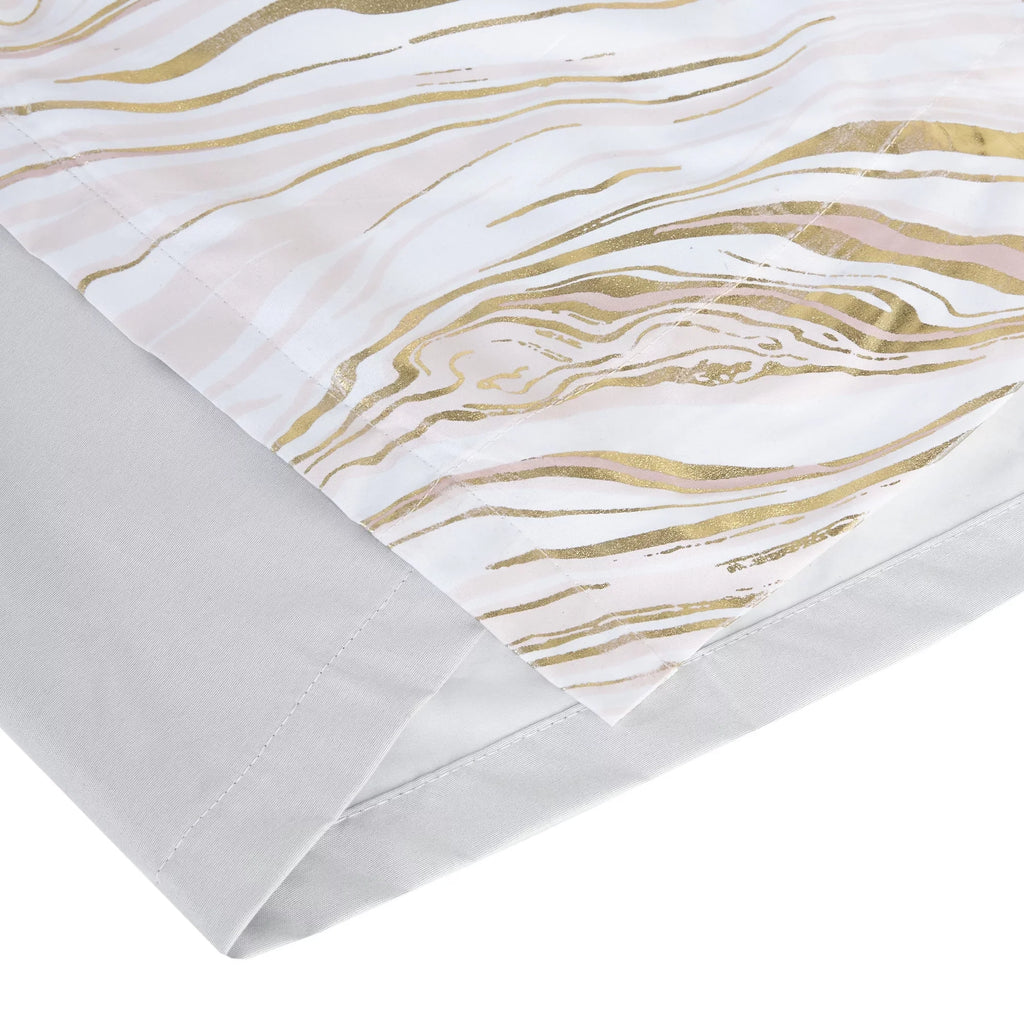 Intelligent Design Rebecca Grommet Top Printed Marble Metallic Total Blackout Curtain, Blush/Gold, 50x84"