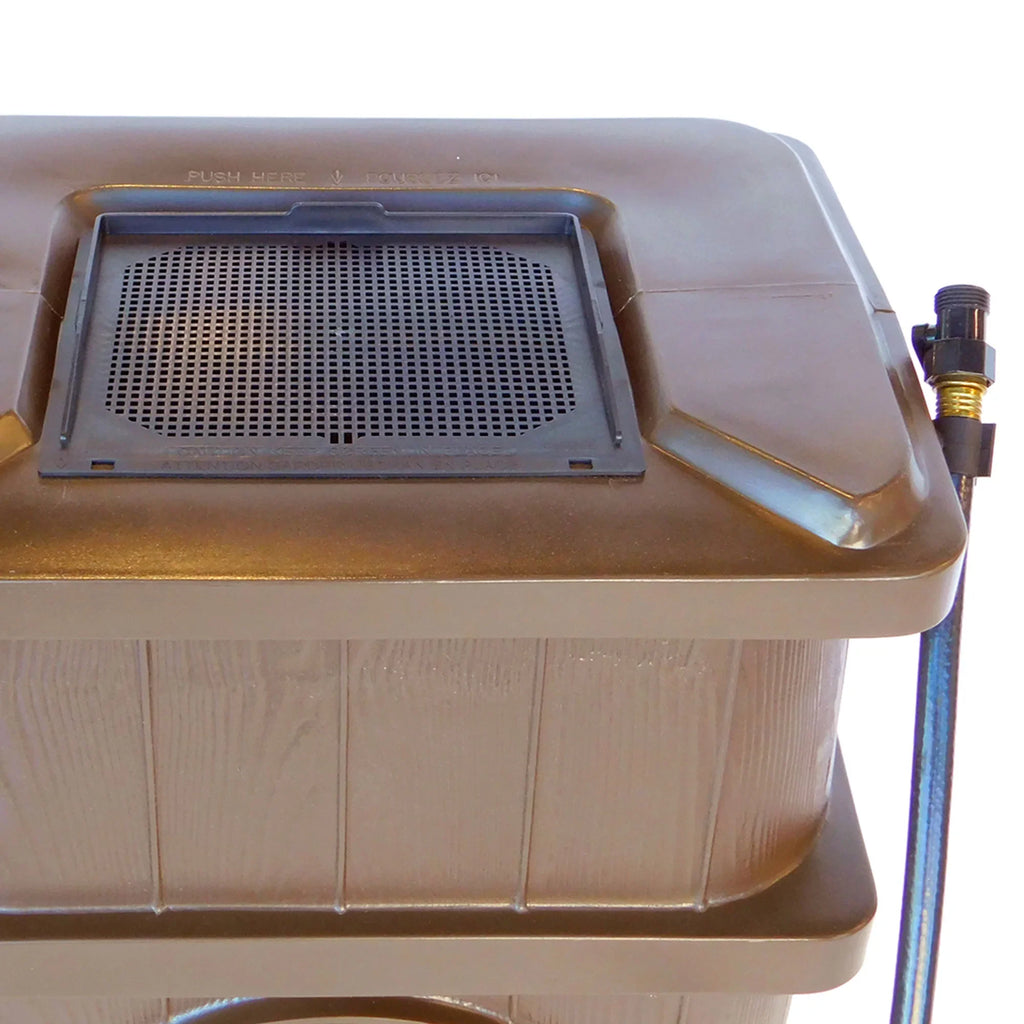 FCMP Outdoor WG4000 45 Gallon Wood Grain Rain aqua Catcher Barrel, Brown