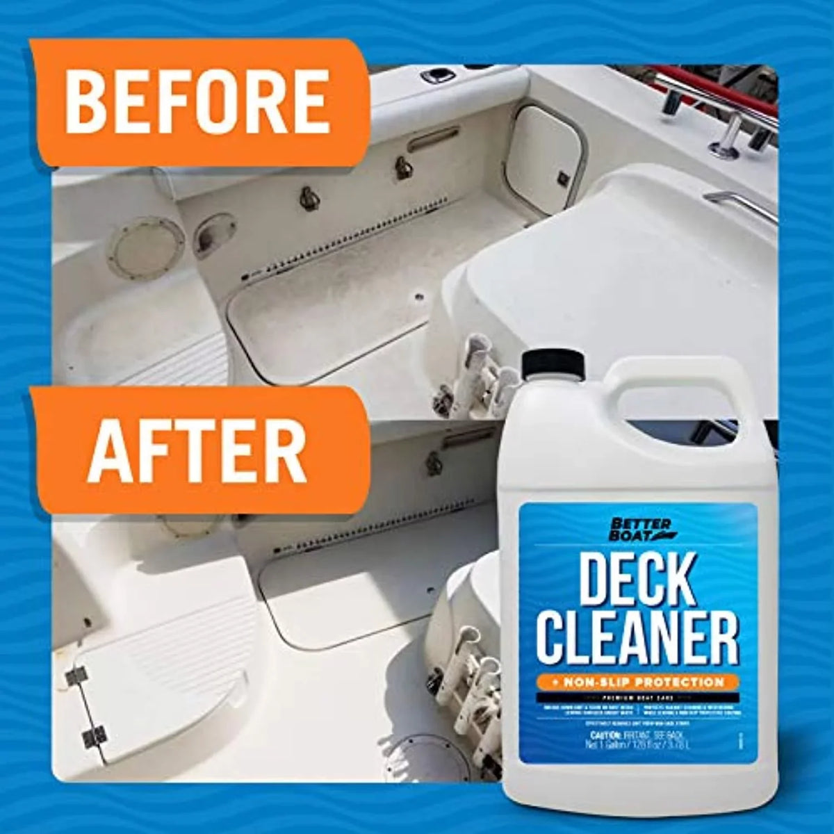 vessel Non Skid Cleaner Deck Cleaner for craft Wash Soap Marine Grade Fiberglass Aluminum craft Cleaner to Clean Anti Stick Surface, Plastic, Vinyl Composite Floor & Hull Sealant Cleaning Supplies Gallon