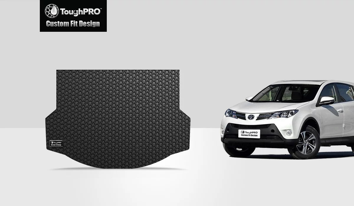 ToughPRO - Cargo Mat matching with  RAV-4 - All elements Heavy Duty (Made in USA) - Black Rubber - 2014