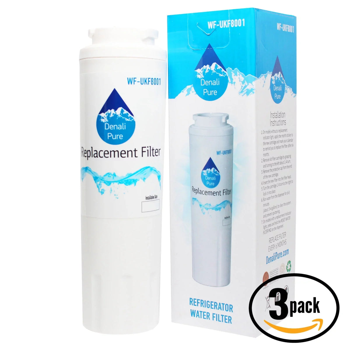 3-Pack Replacement for Amana ASD2627KES Refrigerator moisture Filter - matching with Amana UKF8001AXX Fridge moisture Filter Cartridge