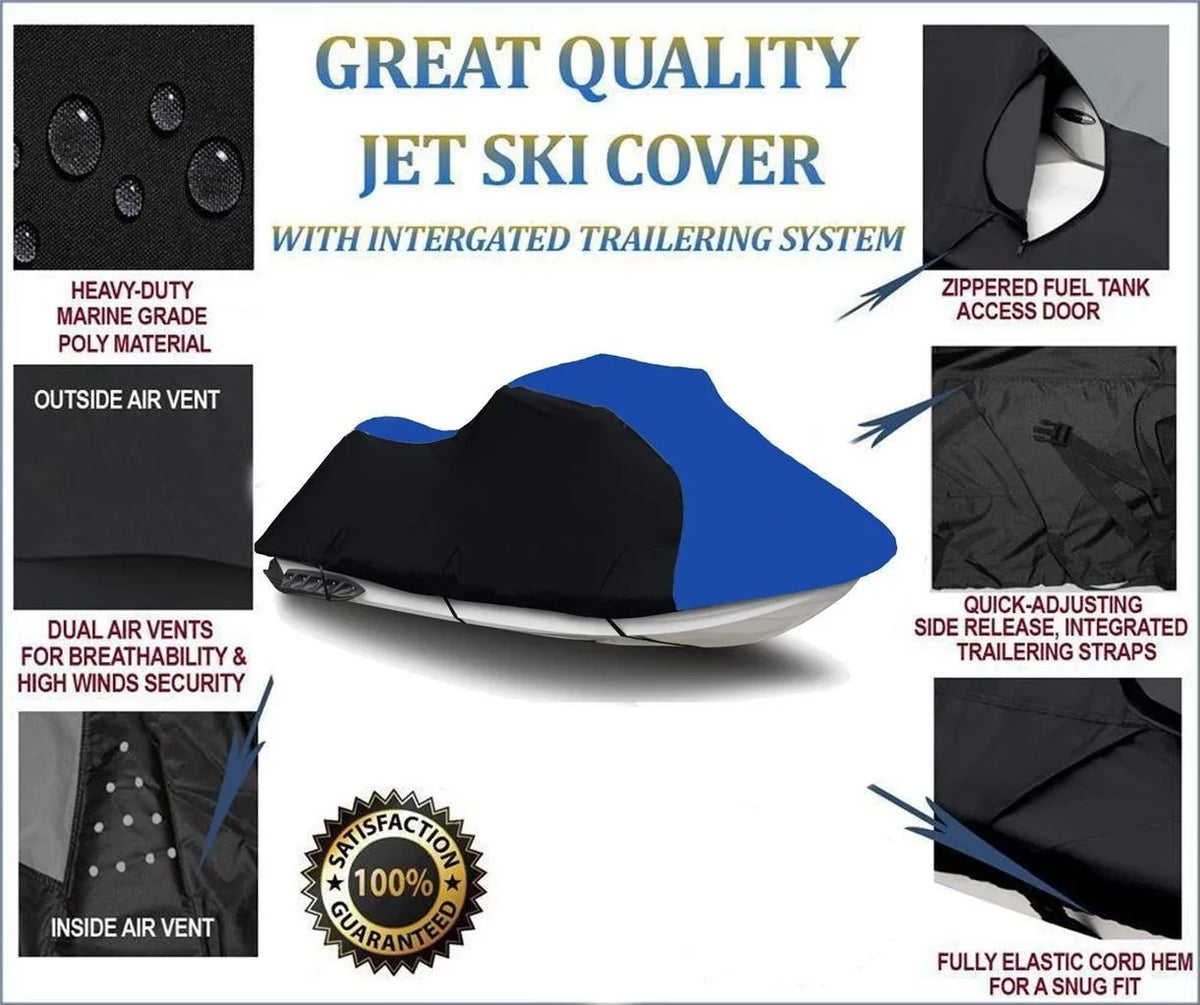 BLACK / BLUE HEAVY-DUTY protector matching for Polaris SLH JetSki Jet Ski PWC protector 1997 1998 1999 2000 2001 TOP OF THE LINE 1-2 Seater