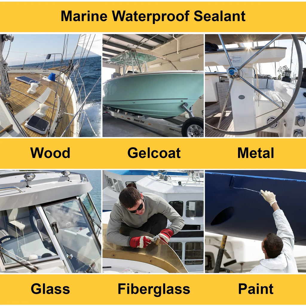 Bottle Marine Glue For Boats and RVs Natural PU Adhesive for Above and Below the Waterline (1 Pack). Waterproof Polyurethane Glue 16 oz