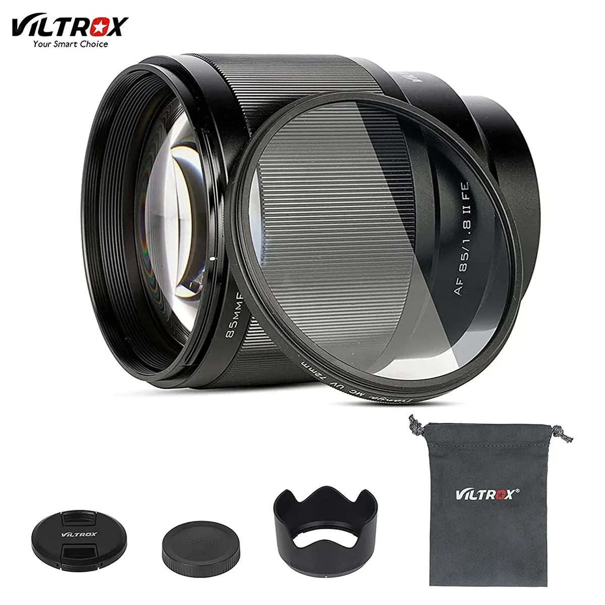 Viltrox 85mm F1.8 STM Full-Frame  E-Mount Camera Lens Support AF Auto Focus for  A7III A7RIII A7SII A7II a6500 a6400 a6300- Black