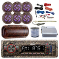 Pyle Marine DIN Bluetooth MP3 USB AUX Camo AM/FM Radio, 6x 6.5" Waterproof Camouflage LED Speakers, Elite Series 4-Channel Amplifier, Stereo wrap, Enrock Antenna, 18-G 50 Ft Wire, Amp Install Kit