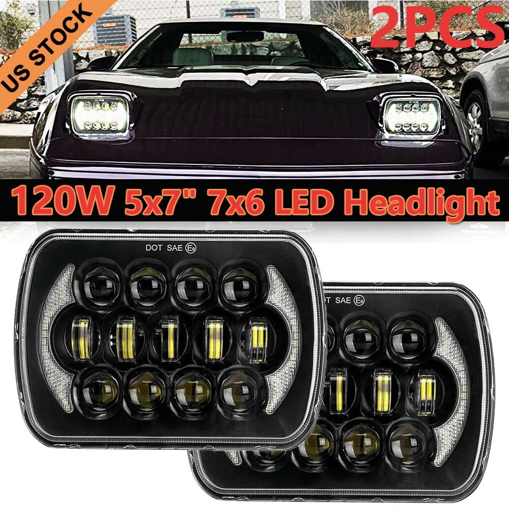 Pair 400W 7x6" 5x7" LED Headlight Hi Lo Beam DRL For Chevrolet Jeep Cherokee XJ