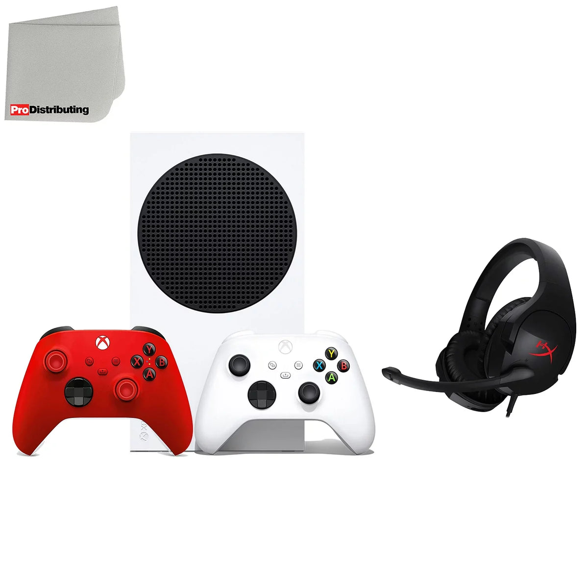 Xbox Series S 512GB All-Digital Video Game Console with Extra Wireless Controller - Pulse Red - HyperX Cloud Stinger Gaming Headset and Microfiber Cleaning Cloth