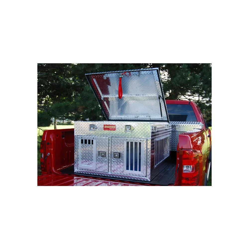 Hunter series dog box with top storage. Owens products, Inc