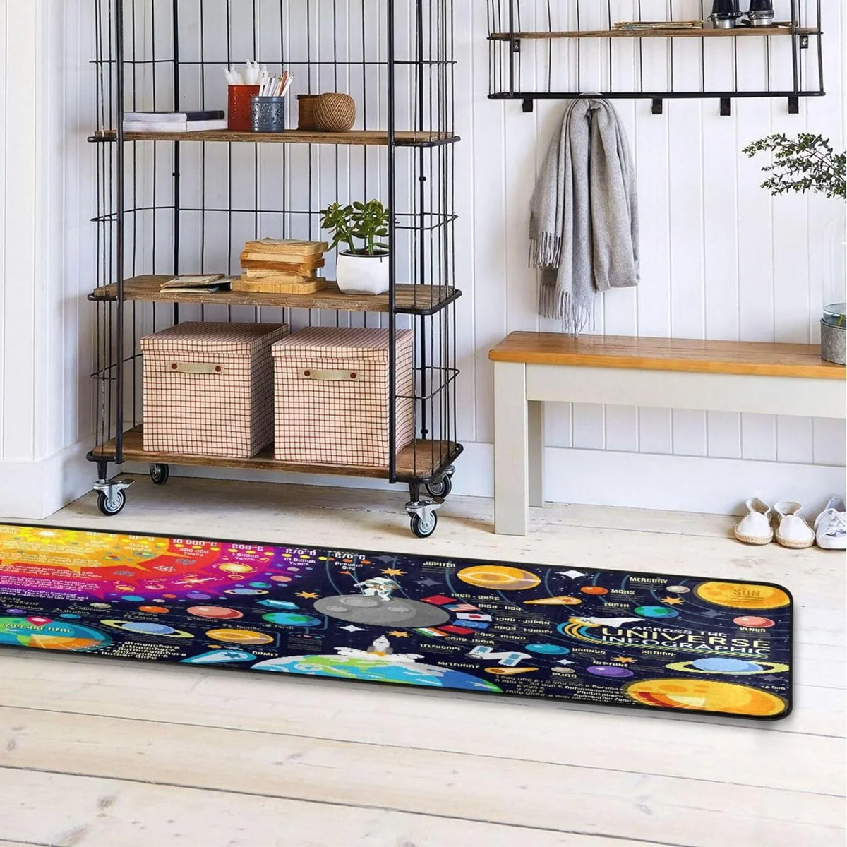 Solar System Runner Rug - 24"x72" Ultra Soft Non-Slip Floor Mat Washable Area Rugs for Kitchen Bathroom Entry Home Decor Gifts