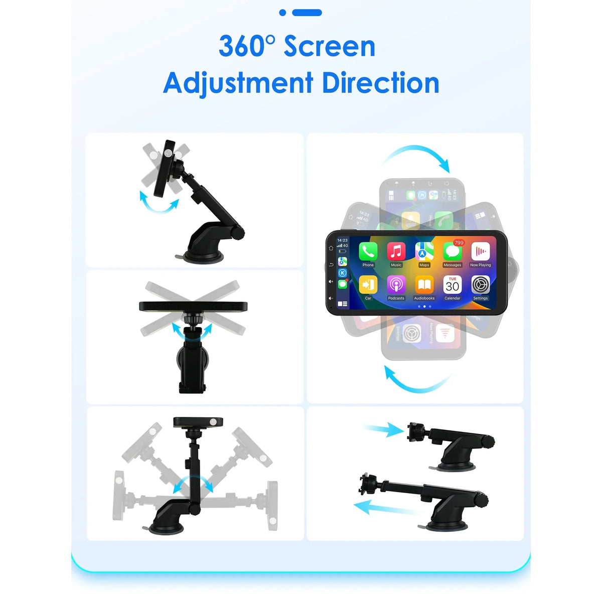 Ossuret 6.25" Touchscreen Bluetooth 360° Adjustable Car Stereo Radio Receiver GPS Navigation Audio With Wireless  Carplay Android Auto Support Backup Camera