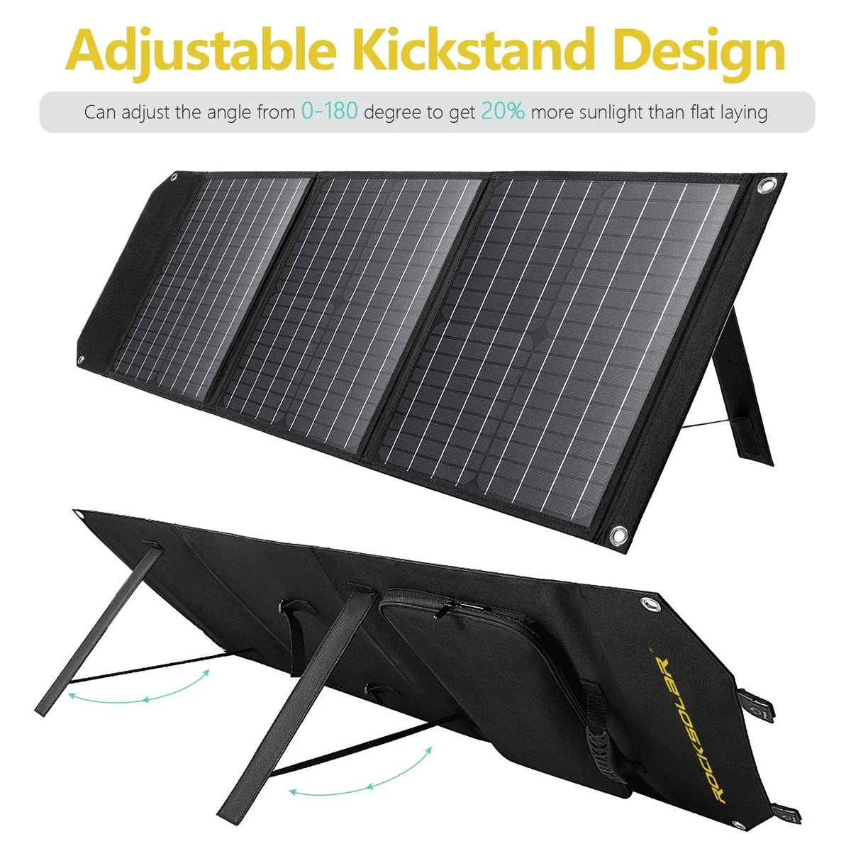 ROCKSOLAR 60W 12V Foldable Solar Panel, Portable USB Solar Battery Charger